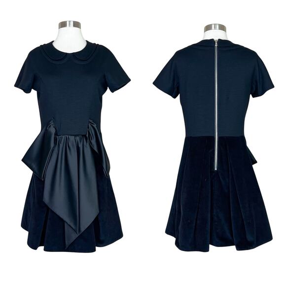 Marc by Marc Jacobs | Black Bow Peter Pan Collar Twee Corduroy Designer Dress M - Picture 1 of 10